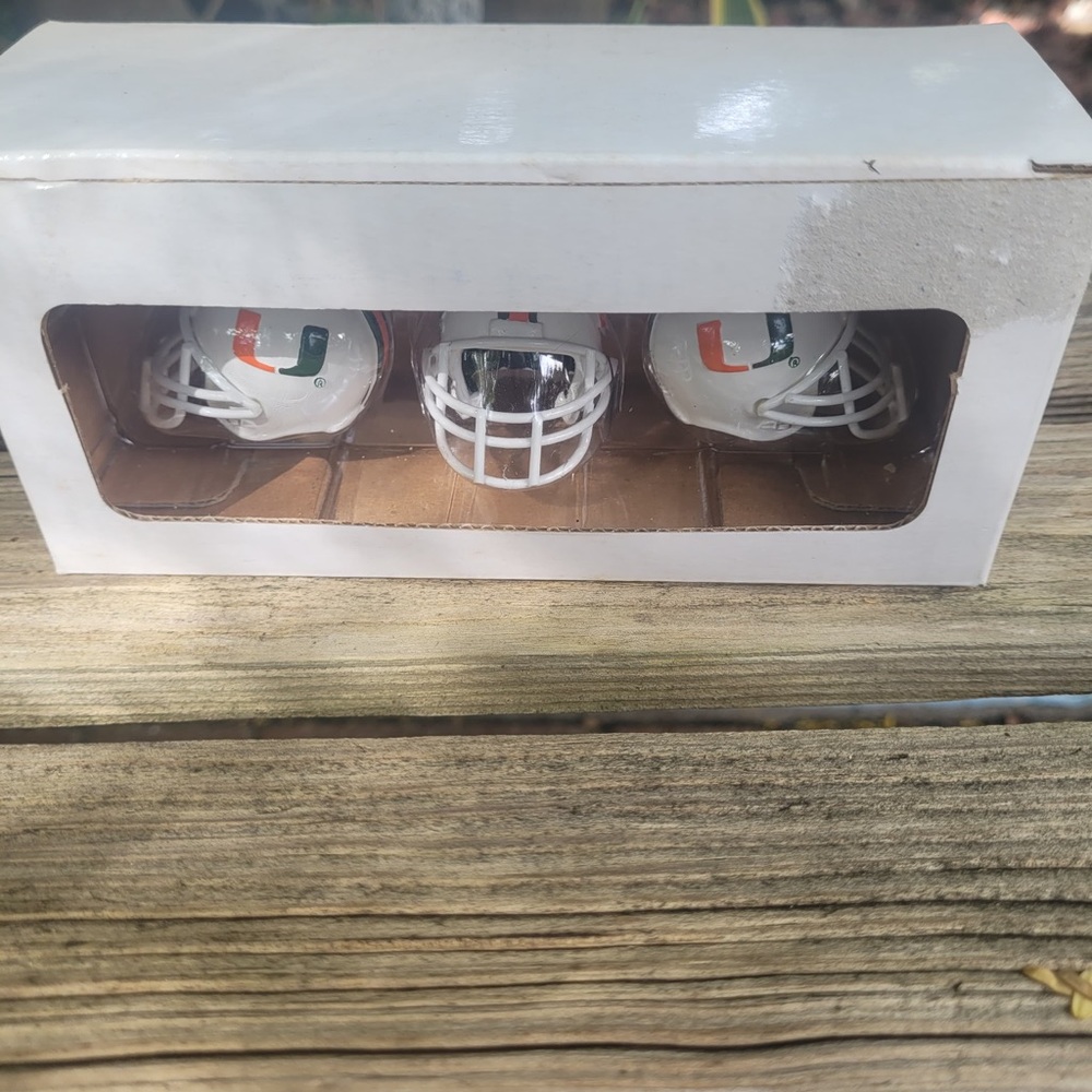 Miami Hurricanes Mini Football Helmet Set